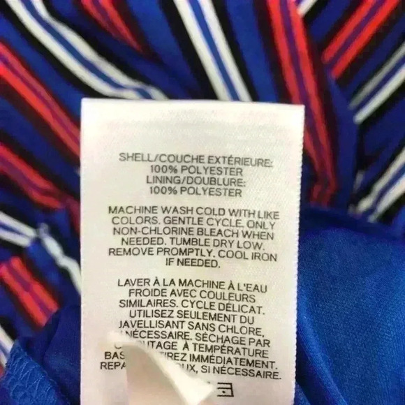 Express Red White Blue Lines Long Sleeves Dress - Picture 6 of 6